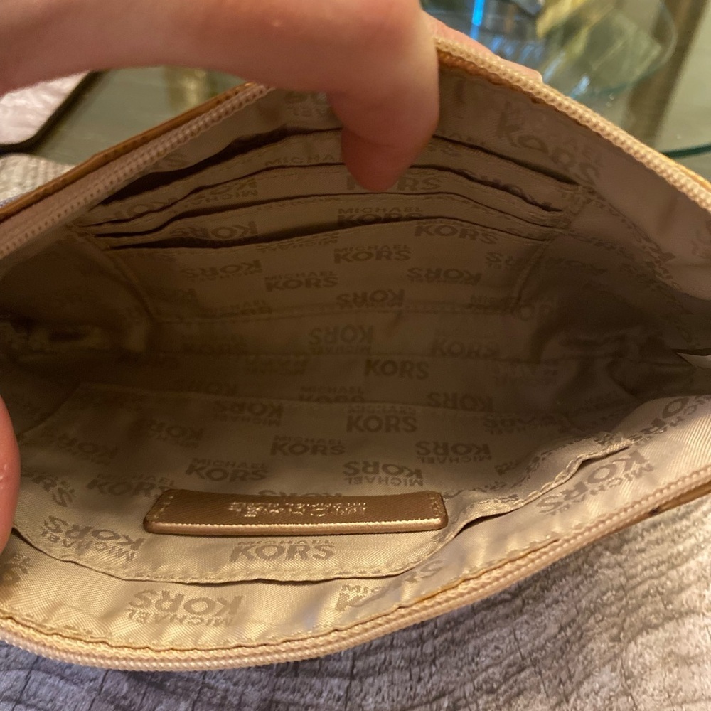Michael Kors Gold Clutch with Leather Accents - Picture 3 of 3